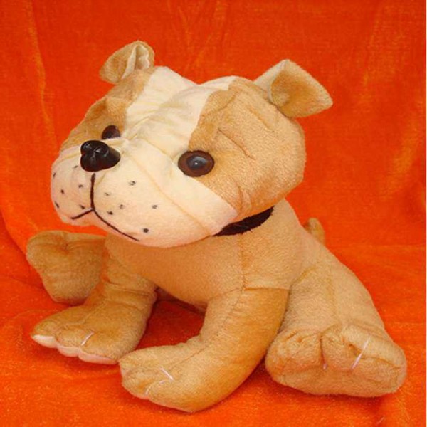 Cute Stuffed Brown Tyson Bull Dog Plush Animal Soft Toy